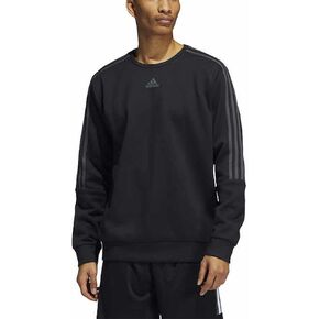 adidas Men's Long Sleeve 3 Stripe Fleece Crew Sweatshirt Pullover in Saudi Arabia