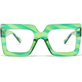 EYLRIM Thick Square Frame Blue Light Glasses for Women Men Non Prescription Computer Eyeglasses
