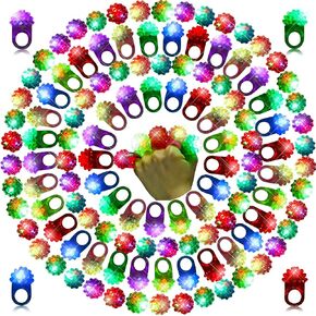 Sosation 100 Pcs Christmas Light up Ring LED Flashing Ring Glow in The Dark Bumpy Jelly Ring Finger Light Christmas Party Favors Light up Blinking Ring for Party