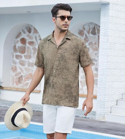 Alex Vando Mens Hawaiian Shirts Short Sleeve Summer Aloha Hawaii Shirts in Kuwait