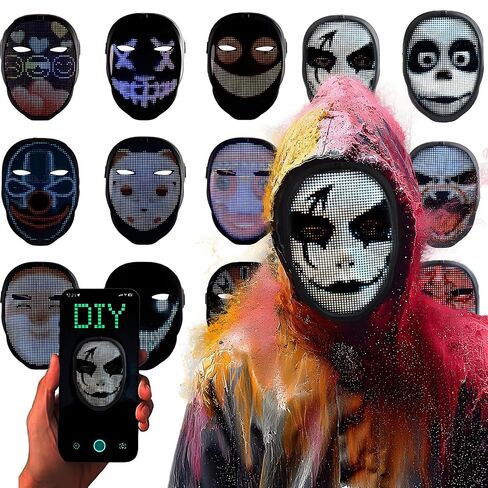 Led Mask,Led Mask For Kids,Light Up Mask With Gesture Sensing,Led Halloween Mask For Halloween Costume,Cosplay Party And Birthday Parties in Kuwait