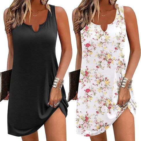 Ekouaer 2 Pack Nightgowns for Women Sleeveless Sleep Dress Tank Sleepshirt Chemise V Neck Sleepwear in Saudi Arabia