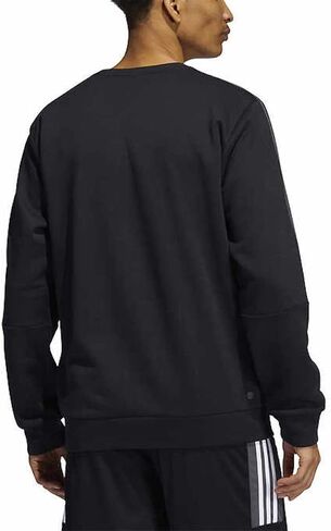 adidas Men's Long Sleeve 3 Stripe Fleece Crew Sweatshirt Pullover in Saudi Arabia