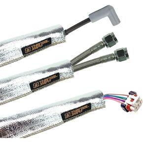 AHS136 Sewn High Temperature Heat Protective Sleeve Exhaust Heat Aluminized Heat Sheath 1" X 36" Long - Made in USA