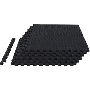 TCE AUPM002GY Interlocking Foam Mat Protective Exercise Workout Puzzle Floor Mat Tiles for Home Gym Equipment - 6 Pieces, 24 Square feet, Gray