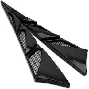 Pack-2 Airflow Side Air Vent Shark Spoiler Trim Cover, 9.2In Car Hood Ventilation Cover, Weatherproof Air Flow Intake Cover, Universal for Car Bodies Exterior SUV Pickup Trucks (Black)
