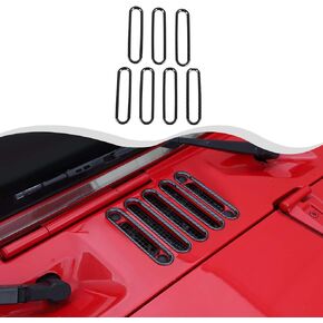 Carbon Fiber Hood Vent Cover Trim Outside Hood Vent Air Cowl Panel Cover Trim Ring Compatible with Jeep Wrangler JK 2007-2017 Exterior Accessories (7Pcs/Set,ABS)