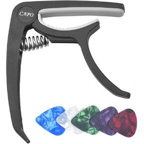 جيتار كابو، جيتار كابو للصوت والكهرباء مع 5 اختيارات مجانًا، جيتار مناسب، باس، مندولين، بانجو، القيثارة (أسود) in Kuwait