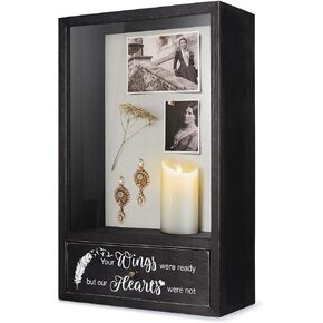 Memorial Gifts In Memory of Loved One Gifts Sympathy Gifts for Loss of Mother Father Bereavement Gifts Remembrance Picture Frame Shadow Box - Your Wings were Ready But Our Hearts were Not