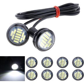 10pcs 18mm Car Eagle Eye DRL Led Daytime Running Lights LED 12V Backup Reversing Parking Signal Automobiles Lamps, White
