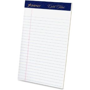 Ampad Gold Fibre Pad, White, 5 x 8, Jr. Legal Rule, 50-Sheets, 4-Pack