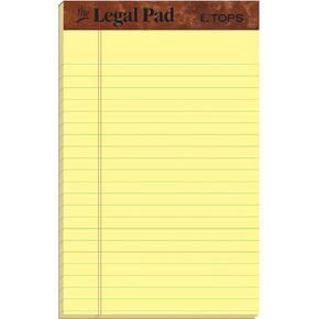 TOPS The Legal Pad Writing Pads, 5" x 8", Jr. Legal Rule, Canary Paper, 50 Sheets, 3 Pack (75013)