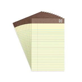 Staples 815590 100% Recycled Narrow Ruled Perforated Notepads Canary 5-Inch X 8-Inch 12/Pk