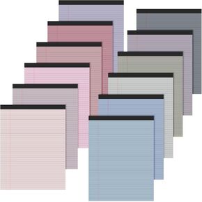Fuutreo 12 Pcs 8.5'' x 11'' Colored Legal Pad Writing Pads Narrow Ruled 50 Sheets Per Notepad Micro Perforated Writing Pad Note Pads Office Supplies for School College Office Business (Mixed Colors)
