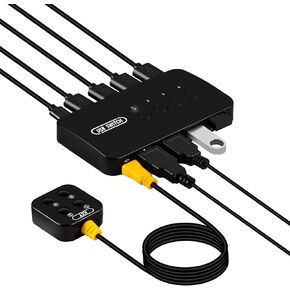 USB Switch 4 in 4 Out, USB Switcher Selector 4 Port for 4 Computer Share 4 USB Devices Keyboard Mouse Printer Scanner with Desktop Controller and Cable