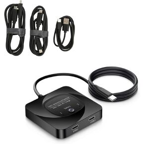 محول USB C، 8K 60 هرتز 2 في 1، مقسم نقل بيانات USB3.1 من النوع C، نقل بيانات 10 جيجابت في الثانية PD 100 وات، محدد تبديل شاشة توصيل الطاقة مع مؤشر الطاقة لأجهزة الكمبيوتر in Kuwait