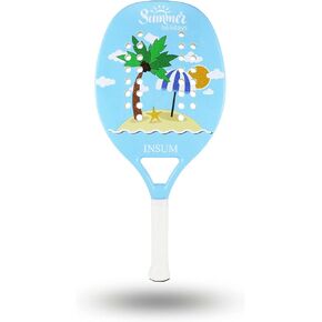 Beach Tennis Racket Carbon Fiber Surface with Sand Grit Print, Lightweight EVA Soft Racquet, with Cover Bag for Carry