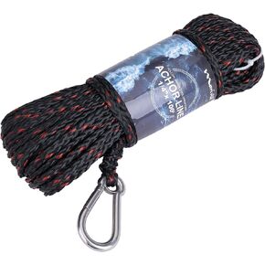 Made Hollow Braid Anchor Line Polypropylene 1/4 inch 50FT 100FT Black, White