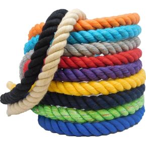 Ravenox Natural Twisted Cotton Rope | Made in The USA | Strong Triple-Strand Cordage for Sports, Décor, Pet Toys, Crafts, Macramé & Indoor Outdoor Use| by The Foot & Diameter (Multiple Color)