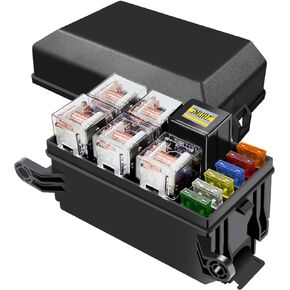 12V Fuse Relay Box Waterproof, 6 Relay Slots and 6 ATC/ATO Blade Fuse Holder, with 5Pcs 5-Pin 80A Relays & 1Pc 4-Pin 40A Relay & 6 Fuses, Relay Fuse Block for Car Truck Marine Boat