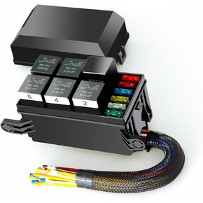 صندوق مصهر ومرحل 12 فولت مع 5 قطع 5 دبابيس JD1914 40A مرحل و1 قطعة 4 دبابيس مرحل 6 ATC/ATO بليد فيوز، صندوق مرحل عالمي مقاوم للماء للسيارات والشاحنات والقوارب البحرية in Kuwait
