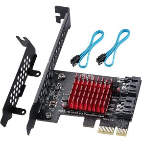 PCIE 4X SATA Card 10 Ports,with 10 SATA Cables and Low Profile Bracket, PCIE to SATA 3.0 6 Gbps Controller, PCIE to SATA Expansion Card,SATA Controller,SATA PCIE Card,ASM1166+JMB575 Chips