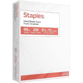 Staples 490887 Cardstock Paper 110 lbs 8.5-Inch x 11-Inch White 250/Pack (49701)