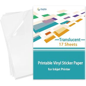 Gwybkq Printable Vinyl Sticker Paper for Inkjet Printer,17 Sheets Premium Translucent Waterproof Blank Custom Label, Tear & Scratch Resistant Dries Quickly Vivid Colors in Kuwait