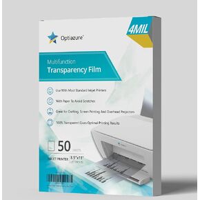 Transparency Film, Overhead Projector Film for Inkjet Printer, Acetate Sheets for Crafts, Letter Size 50Pack Sheets