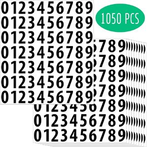 1050 PCS Number Stickers, 1" Water Resistant Vinyl Number Stickers Consecutive Number 0-9 Labels Self-Adhesive without Residue Left for Office, Classroom, Indoor, Boxes, Storage (15 Sheets, Black)