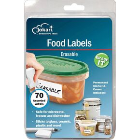 Jokari Label Erasable Food Labels with Markers, 70 Assorted Labels