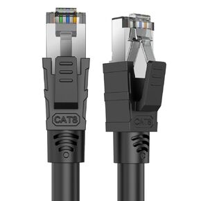 Cat 8 Ethernet Cable 1.5ft, High Speed Internet Cable & LAN Cable, 40Gbps 2000Mhz RJ45 Shielded Patch Cord, Indoor&Outdoor Weatherproof S/FTP UV Resistant for PS5, PC, Router, Modem, Gaming