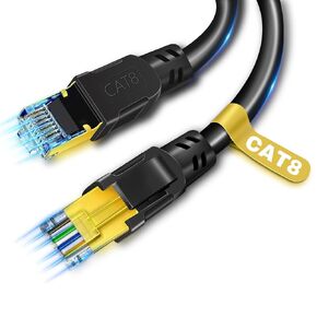 Cat 8 Ethernet Cable 75ft, Cat8 RJ45 Shielded Internet LAN Cable High Speed 40Gbps 2000Mhz Network Cord Computer WiFi LAN Cable for Gaming, Router, Modems, PC (75ft, Black)