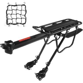 Bike Cargo Rack Bike Rear Rack with Fender - Full Quick Release - Adjustable - Bicycle Carrier Rack Bike Luggage Rack for Back of Bike Aluminum Alloy 115 lbs Capacity Black