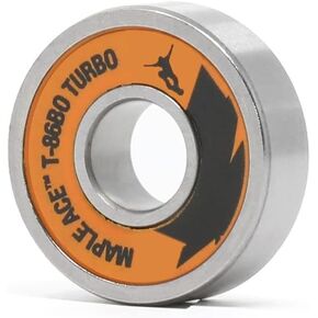 Maple ACE608-RS (6 Balls) Skateboard, Inline Roller Skate, Scooter 8 Bearings Orange Rubber Sealed Plus Spacers (8 Pack) 608 RS