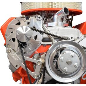 ICT Billet SBC Billet Alternator Bracket Adjustable LWP Small Block Chevy Kit 305 327 350 383 5.0L 5.7L V8 Eight Cylinder Long Water Pump Carburetor V Belt Compatible With Chevrolet 551411