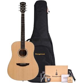 Orangewood Manhattan Dreadnought Acoustic مع جزء علوي من شجرة التنوب، وحقيبة حمل مبطنة، ومجموعة ملحقات تشمل الحزام، والموالف، واللقطات، والكابو in Kuwait