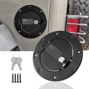 TJ Gas Cap Cover For Jeep, Locking Fuel Filler Door Gas Tank Cover For 1997-2006 Jeep Wrangler TJ Accessories, Aluminum, 1 Pack, Black