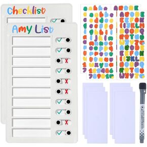 4 Pieces Dry Erase Chore Chart Reusable To Do List Checklist Board ADHD Tools for Kids with 2 Erasable Markers Stickers Detachable Cardstock for Home Routine Planning (My Chores)