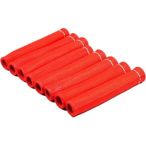 8Pcs 1200 Degree Spark Plug Wire Boots Heat Shield Protector Sleeve Cover Compatible with SBC BBC 350 454,6 Inch,Red