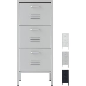 Storage Cabinet, 3-Tier Steel Office File Cabinet, Multipurpose Organizer, 16.7 x 15.7 x 40 Inches, Assembly Required, A4 or Letter Size for Home Office, Light Gray