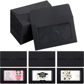 120 Packs Window Gift Card Envelopes Gift Sleeves Credit Size Business Invitation Card Envelopes for Christmas Thanksgiving Gifts, 3.9 x 2.4 Inch(Classic,Black) in Saudi Arabia