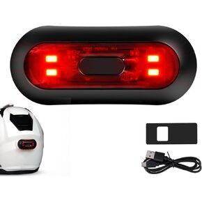 Bike Helmet Light, Motorcycle Helmet Brake Light/Bike Bicycle LED Safety Warning Helmet Lights for Night Riding, Rechargeable Battery & IPX6 Waterproof