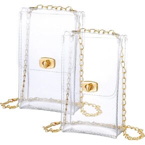 2 Pcs Clear Bag Stadium Approved Small Clear Purses PVC Plastic Bag for Women Girls Men Sporting Concert