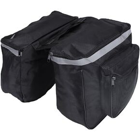 25L Saddle Bags for Bicycle,Bike Rear Carrier Bag With Reflective Trim,Bike Panniers With Adjustable Hooks,Waterproof Mountain Road Bike Rack Rear Seat Tail Carrier Trunk Double Pannier Bag (Black)