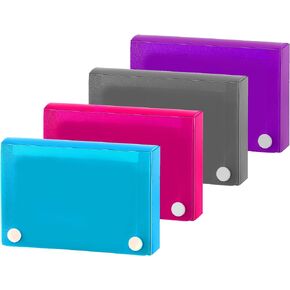 3" X 5" Index Card Case Holds 100 Cards Includes Business Card/Index Holder and 5 Tab Dividers Comes in Assorted Color – (Pack of 4) By (Emraw)