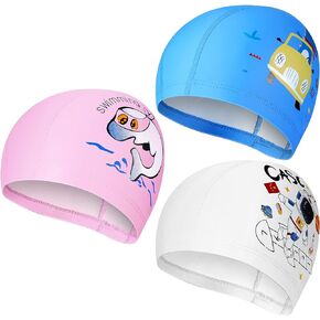 3 Pieces Kids Swim Caps for Boys Girls Age 2-12 Swimming Cap Pool Cap for Kids Child Swim Caps for Toddler Youth
