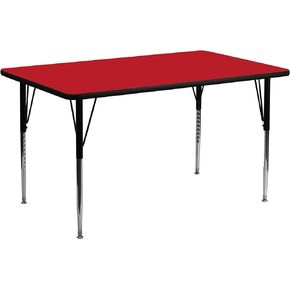 طاولة أنشطة Flash Furniture Wren مقاس 24 بوصة عرض × 60 بوصة طول مستطيلة باللون الأحمر HP - أرجل قابلة للتعديل بارتفاع قياسي