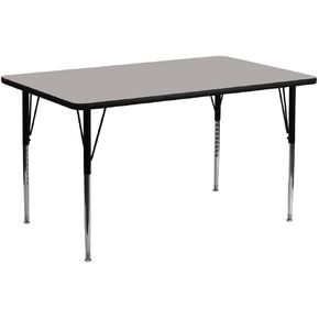 Flash Furniture Wren 24''W x 60''L Rectangular Oak HP Laminate Activity Table - Standard Height Adjustable Legs