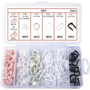 160PCS Car Fuel Line Clips,7 Size Nylon Fuel Line Repair Kit Replacement 3/8" & 5/16" Fuel Line Clamp,Durable Fuel Hose Retainer Clips Compatible with Ford GM Chrysler